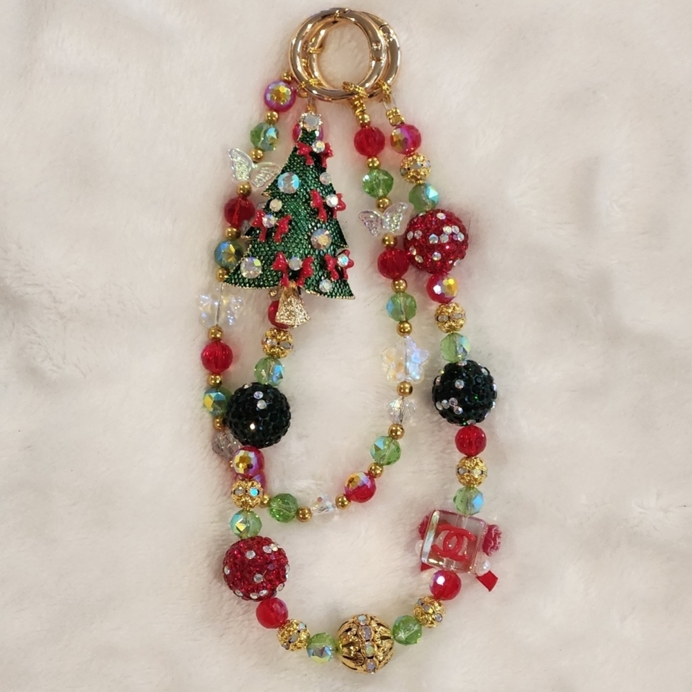 Festive Beaded Christmas Bag Chain - Picture 3 of 5